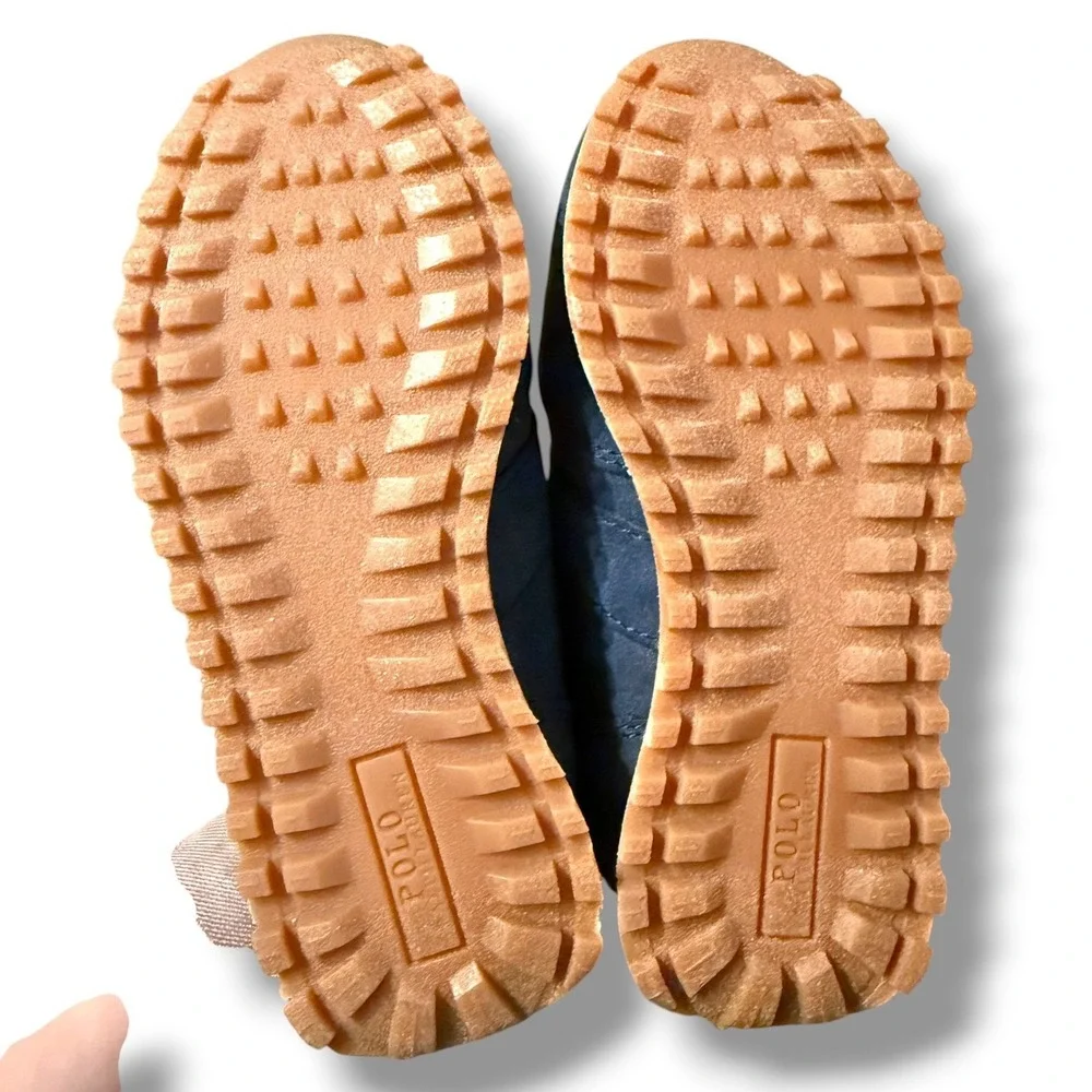 Polo Ralph Lauren Train 85 Sneaker Toddler 10 Navy Blue Suede‎ Hook & Loop NEW
